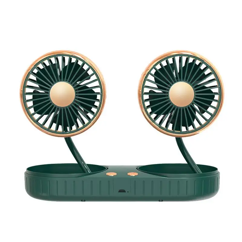 

Car Fan Dual Head Vehicle Mounted Portable Fan USB Charging 360 Degrees Adjustable Low Noise Strong Wind Vehicle Cooling Fan