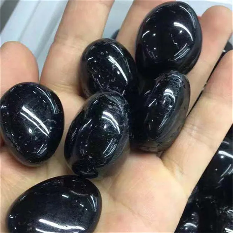 Natural Black Tourmaline Round Healing Crystal Quartz Mineral Specimen Reiki Tumbled Energy Stone Bulk Gem Home Aquarium Decor