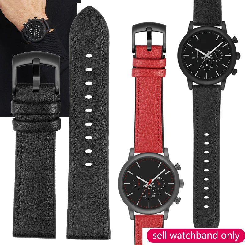 

Ремешок для часов Armani Ar1970/1732/1918/1969 черный кожаный ремешок 22 мм