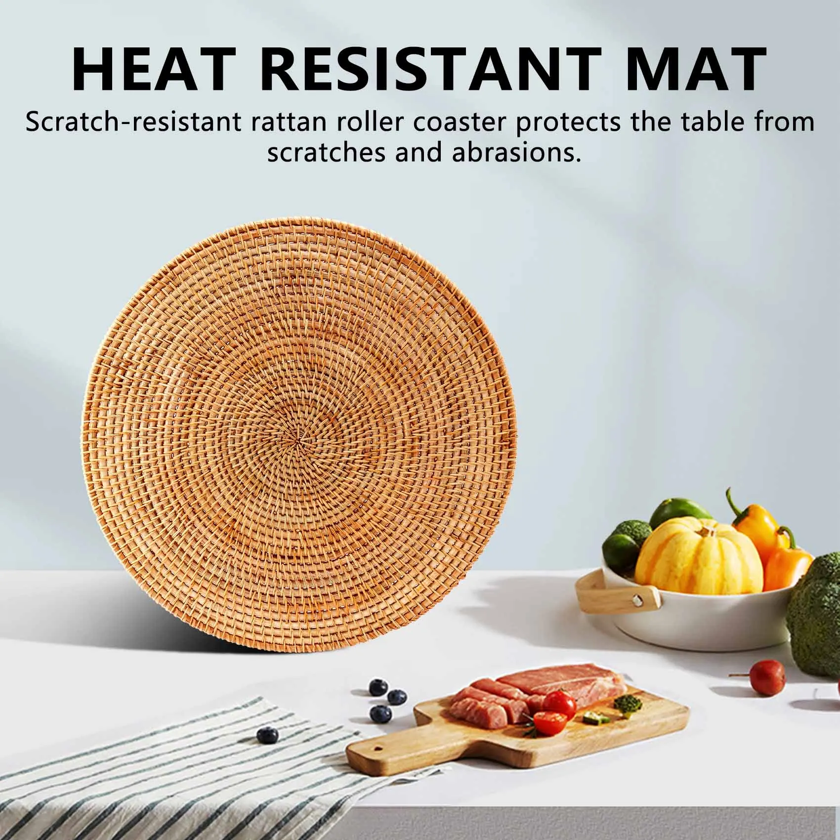 Тканые салфетки из ротанга круглые коврики для стола нескользящий термостойкий