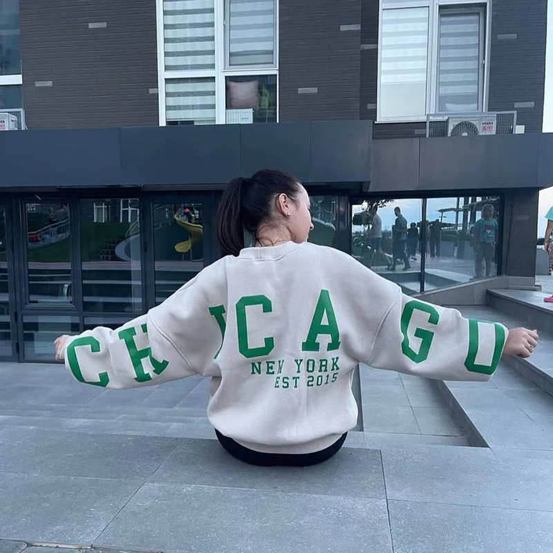 

Vintage Harajuku Sweatshirt Women Casual Letters Print Hoodie Y2K Streetwear Spring Fashion Fleece Long Sleeve Pullover Tops