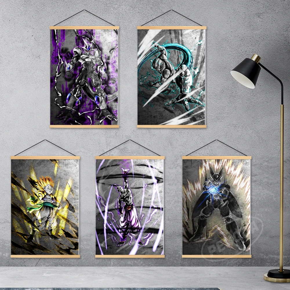 

Домашнее украшение аниме Настенная картина с изображением драконического жемчуга, Гоку, супер сайян, подвесная деревянная Вегета IV, холст, ...