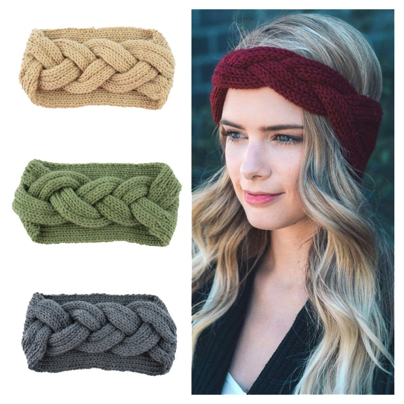 

Knitted Wool Hairband Cross Ear Protection Headgear Handmade Headband Girls Fashion Warm Autumn Winter Hair Accessories Women
