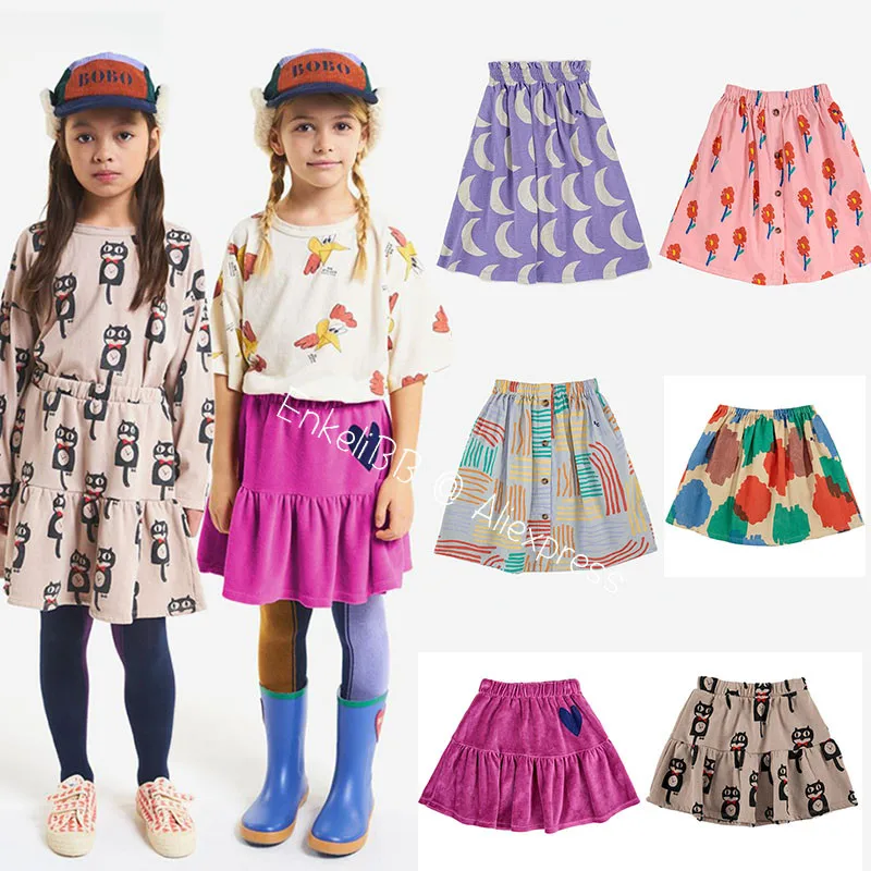 

EnkeliBB Children Girls Autumn Skirt Cartoon Moon pattern BC Baby Girl Clothes Bottoms High Waist Cosy Toddler Designer Skirts