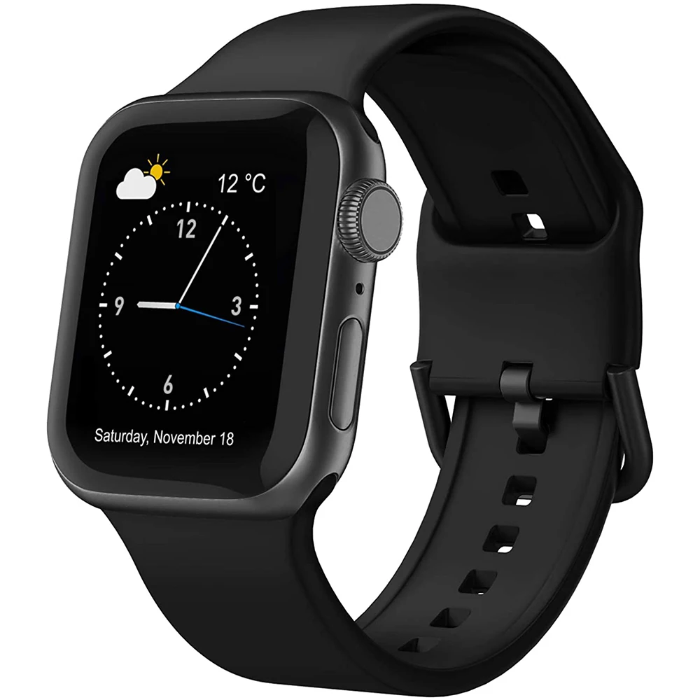 

For Apple Watch 45mm Band Soft 40mm Silicone Wristbands Replacement Strap with Classic Clasp for iWatch Series SE 8 7 6 5 4