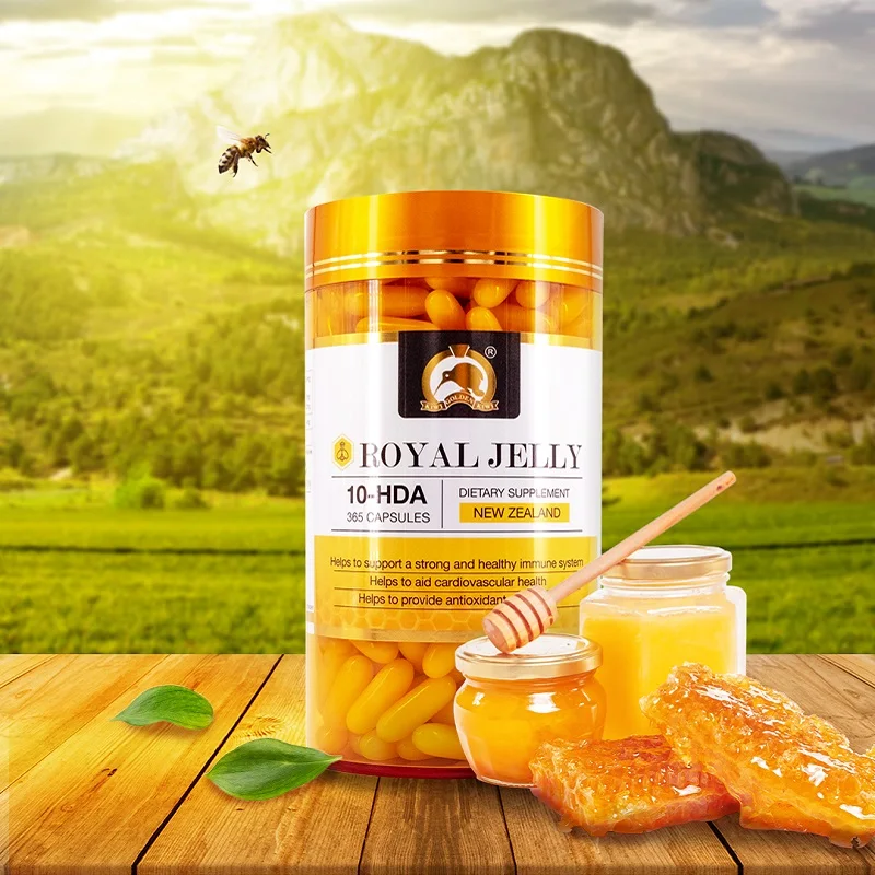 NewZealand Gold Kiwi Royal Jelly 365capsules Honey Bee Health Supplement Wellness Products Proteins Hormones 10HDA Immune System
