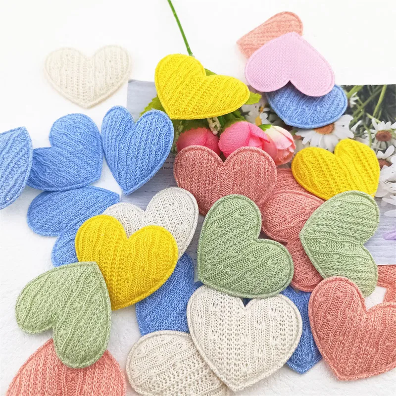 

150Pcs 4.8*4.2CM Crochet Heart Applique for Handmade Hat Crafts Clothes Sewing Patches DIY Headwear Clips Bow Decor Accessories