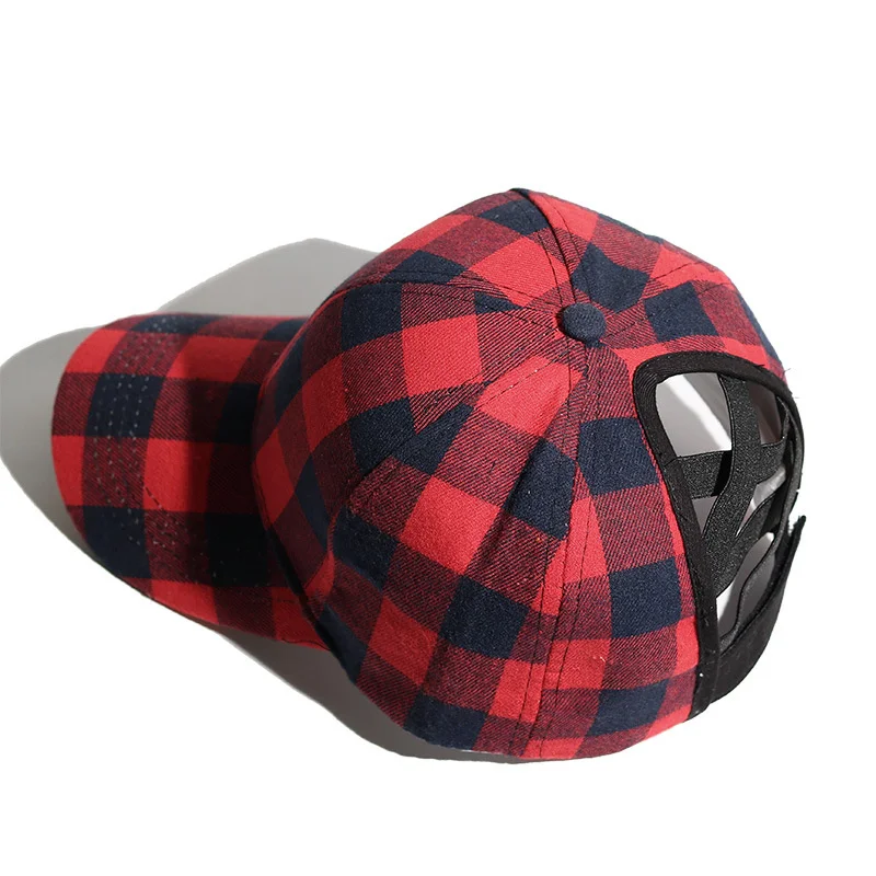 Классические Хлопковые бейсболки в клетку с принтом красно-черная клетчатая