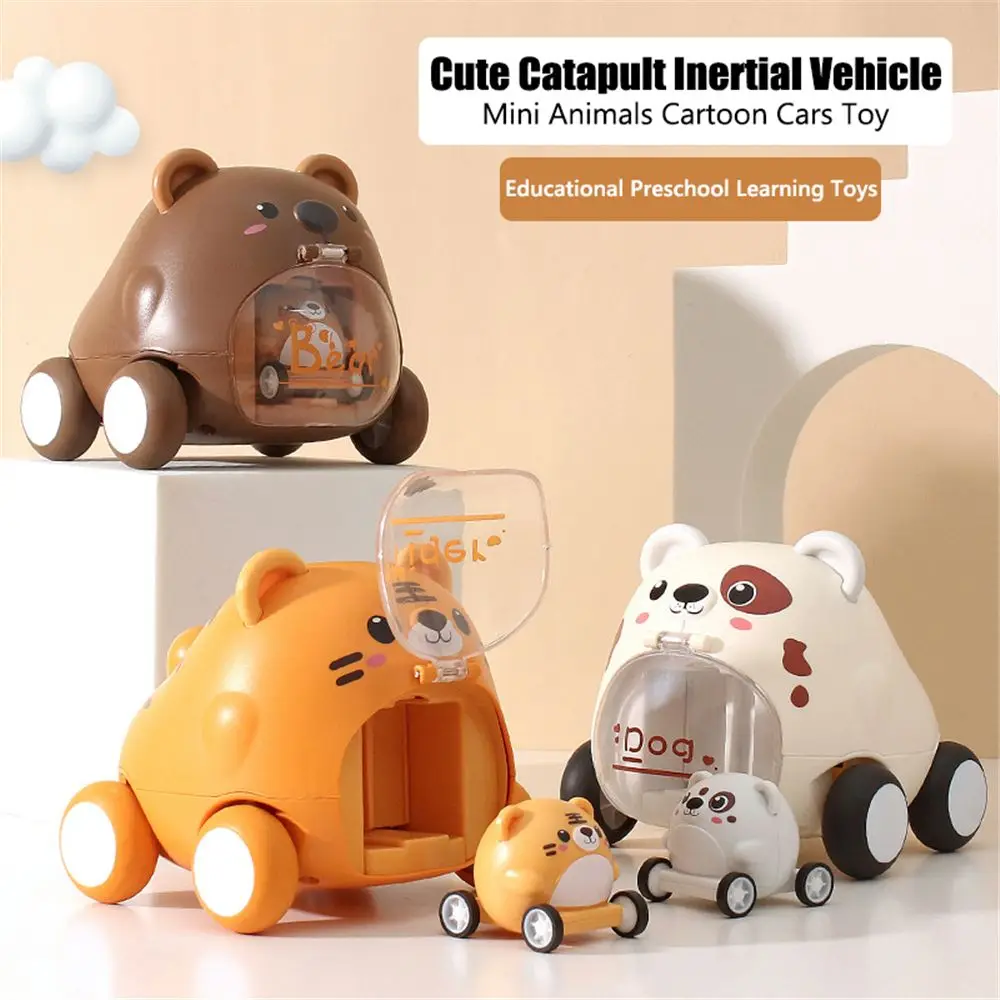 

Animals One-click Ejection Vehicle Playset Preschool Learning Cartoon Cars Toy Baby Car Toys Little Car Push and Go