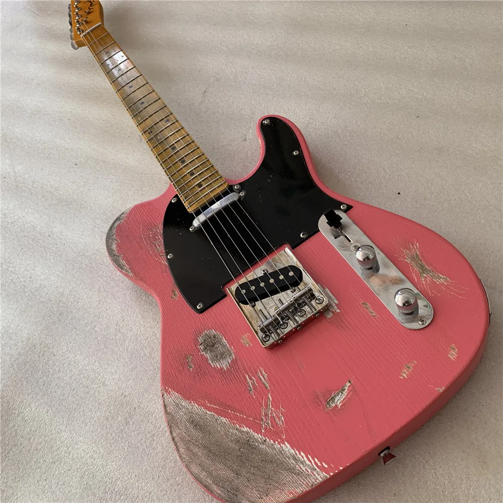 

Tele Electric Guitar Version Pink Color Maple Fingerboard Chrome Hardware High Quality Guitarar Free Shipping Guitars Guitarra