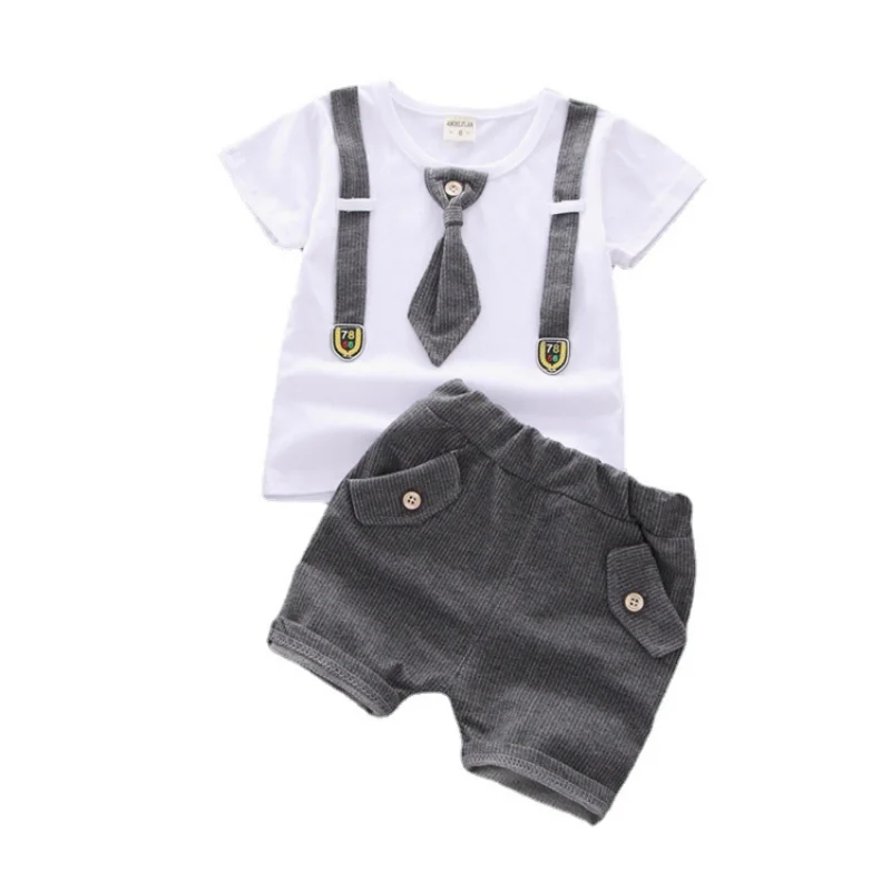 

Boy Summer Suit Handsome Kids Tie Summer Dress Baby Boy Summer Short Sleeve Kids Sports Kids Wear