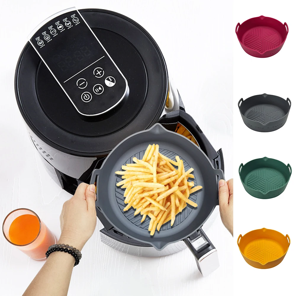 

Air Fryers Oven Baking Tray Fried Chicken Basket Mat AirFryer Silicone Pot Round Replacemen Grill Pan Accessories