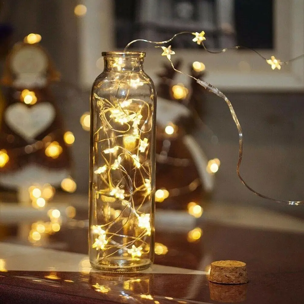 

2M 5M LED Copper Wire Star String Lights AA Battery Powered LED Starry Fairy Lights For Christmas Wedding Party Decoration