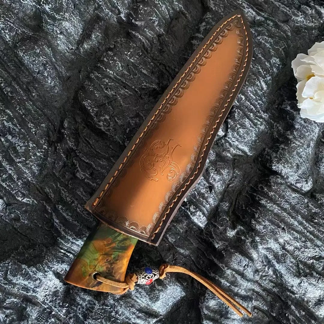 Охотничий Нож VG10 из дамасской стали с фиксированным лезвием и деревянной ручкой