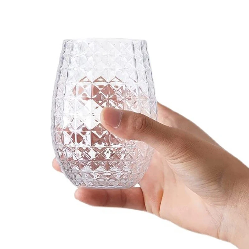 

1PC Wine Glasses Whiskey Cocktail Juice Drinking Plastic Cups Unbreakable Reusable And Recyclable for Outdoor Pool Party Picnics