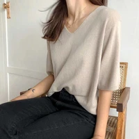 in 2022 the new lazy wind short sleeve t shirt loose hang down suitable feeling cool ice silk blouse joker