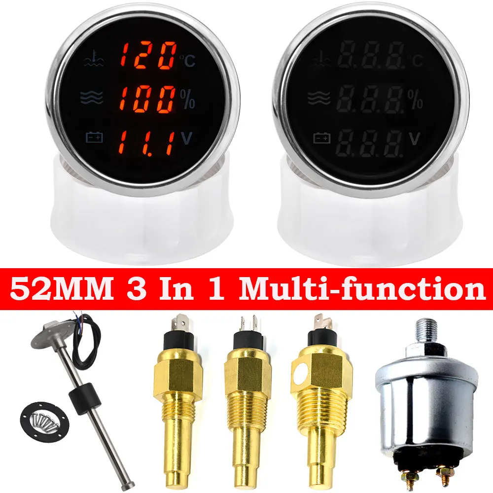 

Многофункциональный измеритель температуры воды, 3 в 1, измеритель давления масла, Вольтметр 0-10 бар, измеритель уровня топлива с красной под...