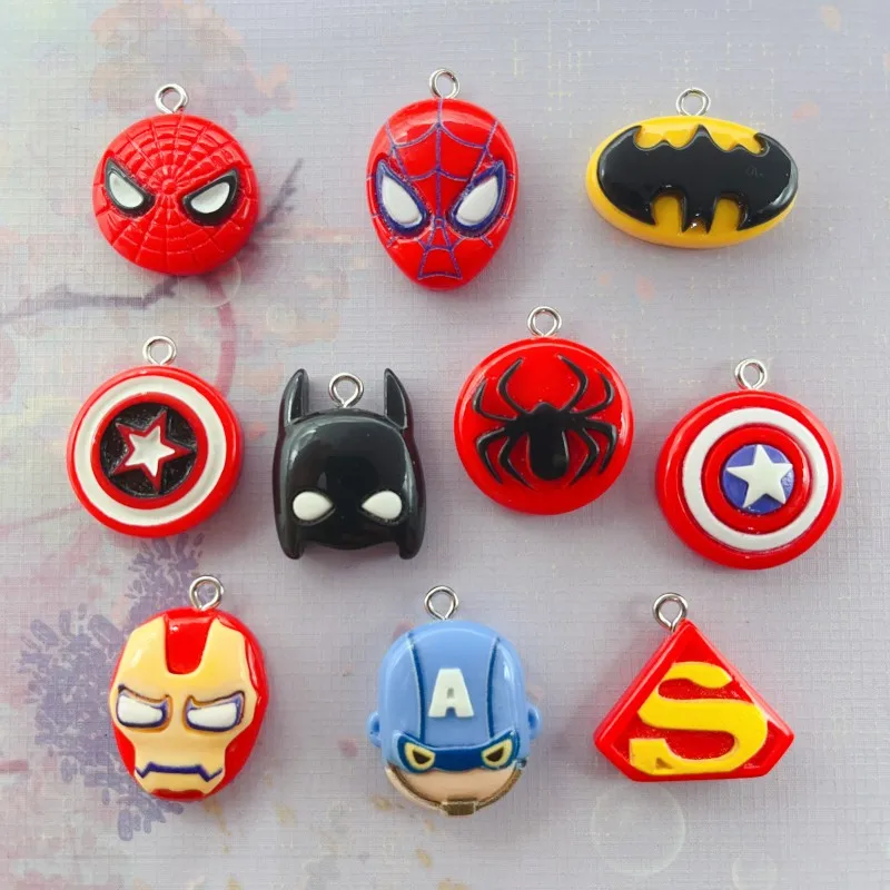 10pcs Marvel Spider-Man cartoon accessories making earrings pendant bracelet necklace accessories Diy Findings craft supplies
