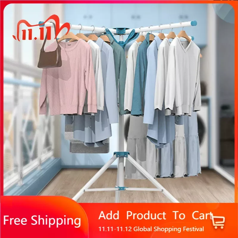 

Folding Clothes Hanger Clothes Drying Rack Standing Indoor Garment Rack Clothes Hanging Storage Wardrobe Furniture For Room HY