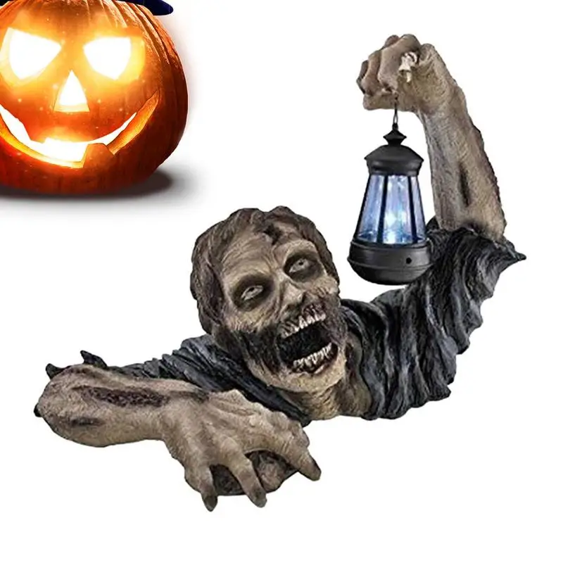 

Искусственный череп из смолы на Хэллоуин с фонариком, работающая от батарейки, статуя на Хэллоуин, страшные знаки двора, украшение для лужайки, ужас для