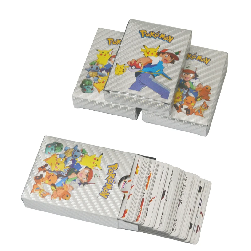 11-55 Pcs/Set Spanish Pokemon Metal Cards Box Golden Letter Pikachu Charizard VMAX GX TCG Game Collection Rare Shiny Toys |