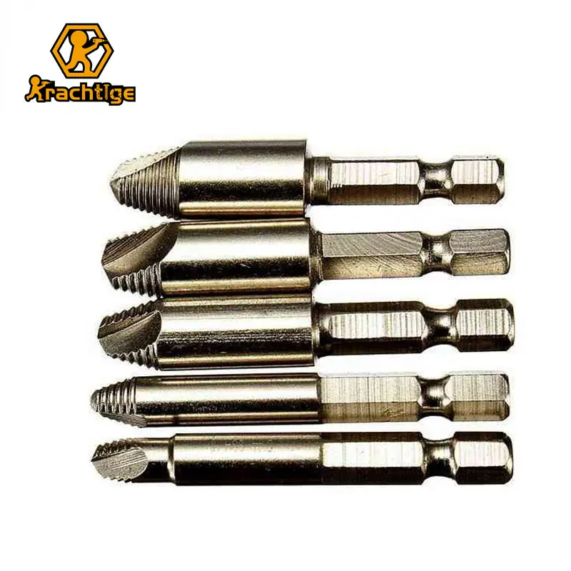 Krachtige 5Pcs 1/4 Hex Shank Extractor Drill Bit Easy Take Out Screw Stud Bolt Easy Extractor Remover Drill Tool Drill Bit