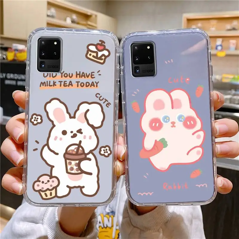 

Cute Rabbit Phone Case For Samsung Galaxy S10 S10e A70 Edge S22 S23 Plus Ultra Note10 Transparent Cove