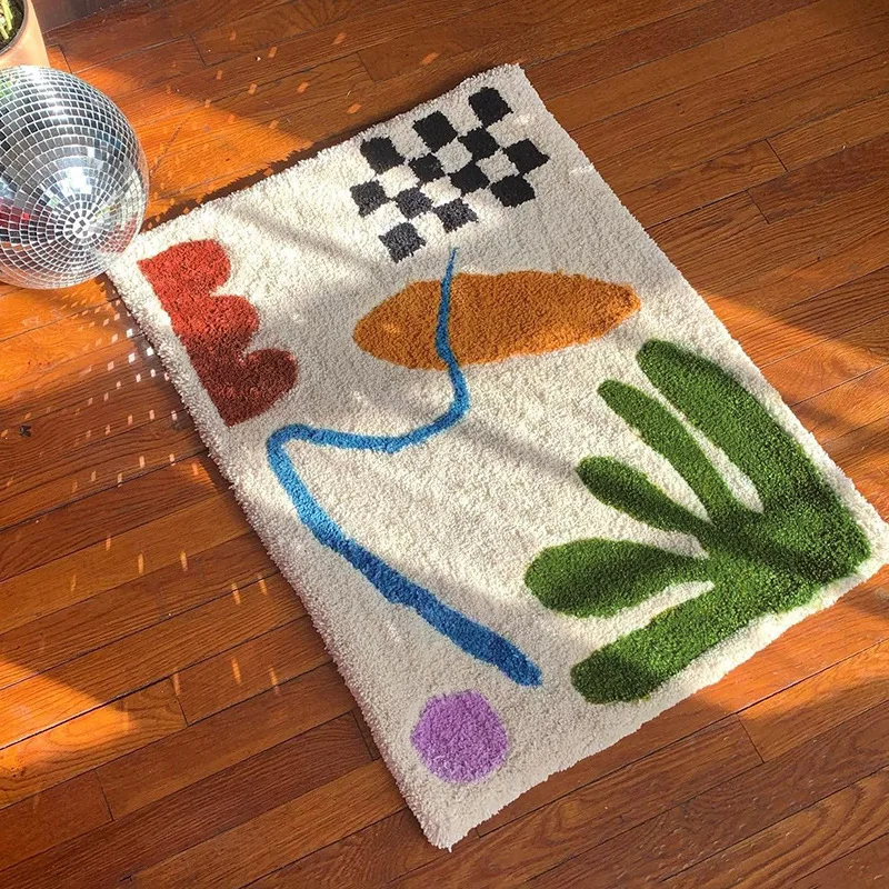 

Geometric PatternTufting Carpet Thick Soft Fleece Room Entryway Floor Mat Rug Bathroom Anti-slip Absorbent Foot Mats Flooormat