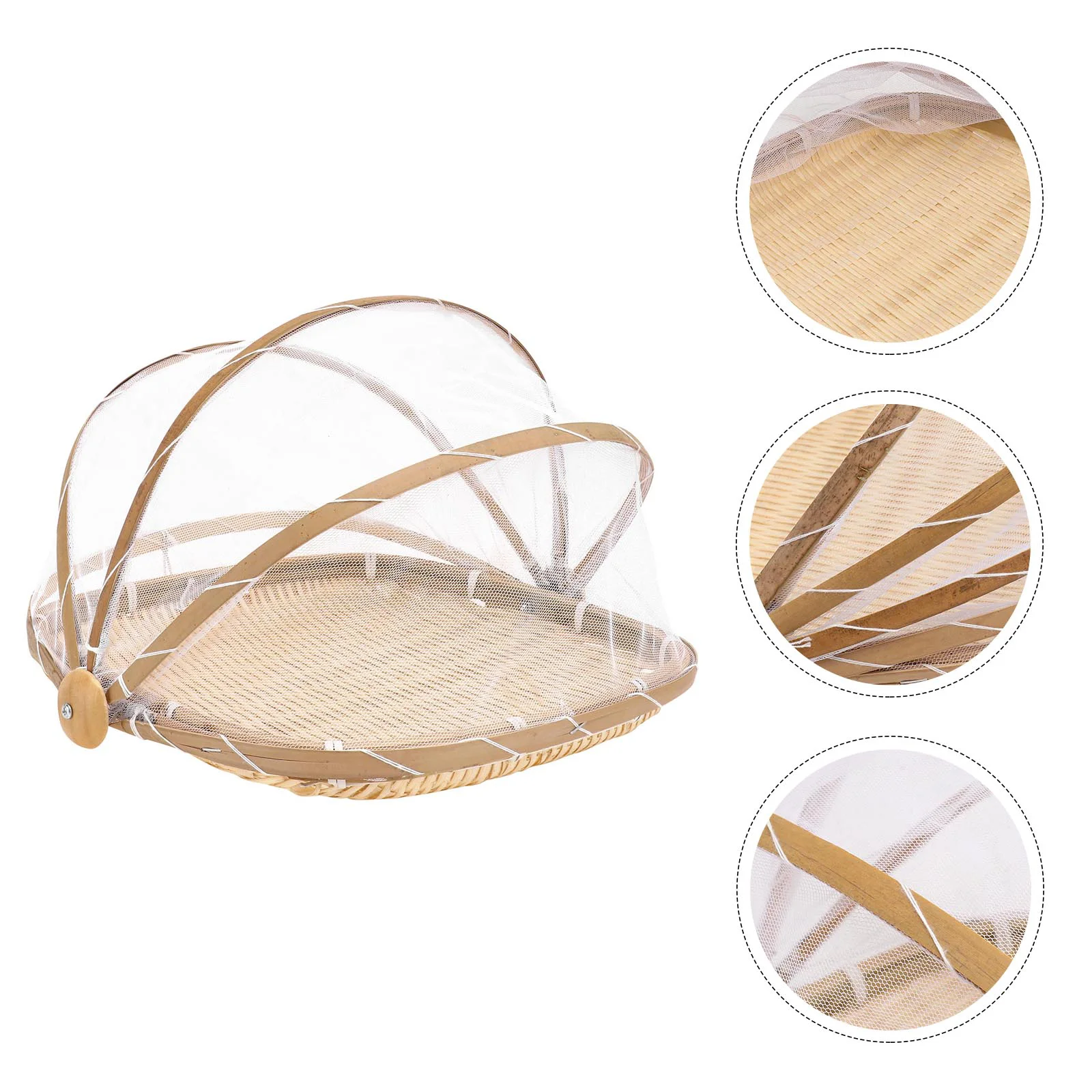 

Basket Cover Servingtray Dish Covers Woven Rattan Tentwicker Tents Fruit Storage Kitchen Lidflat Dome Weaving Outdoor Baskets