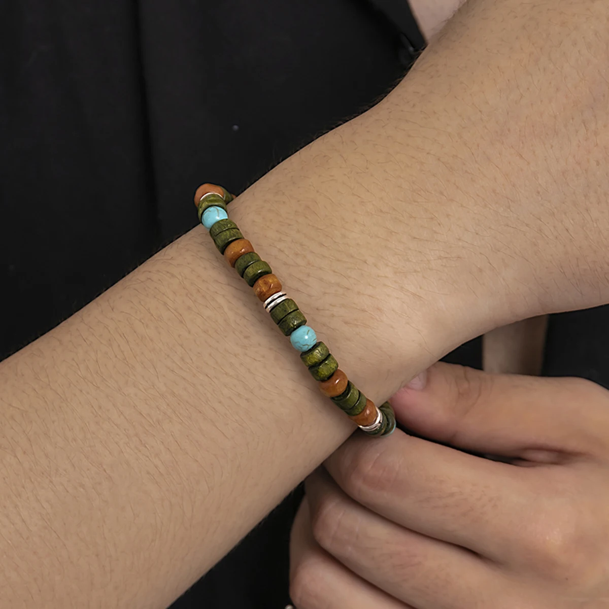 

Boho Irregular Wooden Beads Bracelet For Men Adjustable Braided Rope Chain Charm Bracelet Bohemia Unisex Beaded Jewelry Bijoux