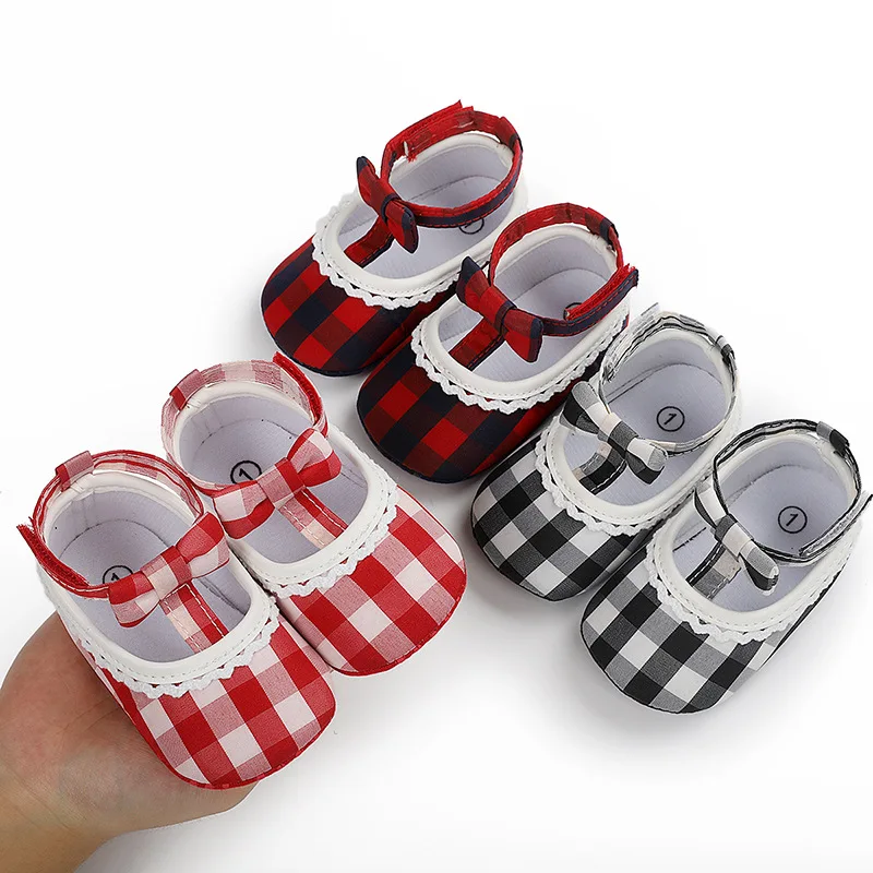 

Newborn Plaid Princess Shoes for Girls Infant Toddler Summer Sandals Toddler Shoes 0-18 Months First Walker Baby Shoes Anti-slip