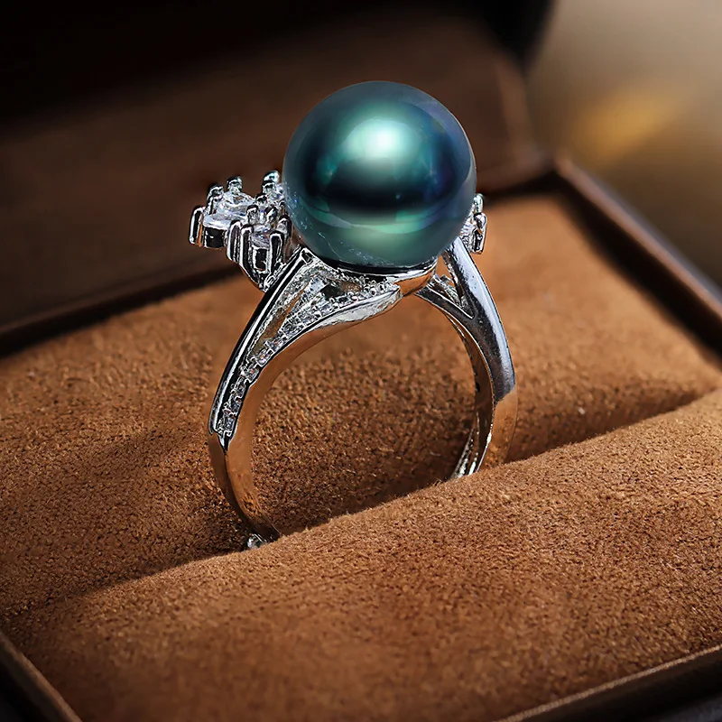 Высококачественный модный набор из серебра 925 пробы с темно-синим жемчугом