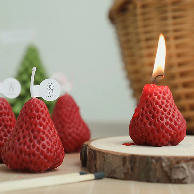 

1PC Strawberry Wedding Candle Birthday Candle Aromatic Candles Party Home Decorative Food Photo Props Valentine Day Gift