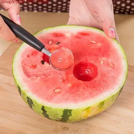 

1pcs Ice Cream Dessert Sorbet Kitchenware Cook Tool Stalinless Steel Dual Double-end Melon Baller Scoop Fruit Spoon