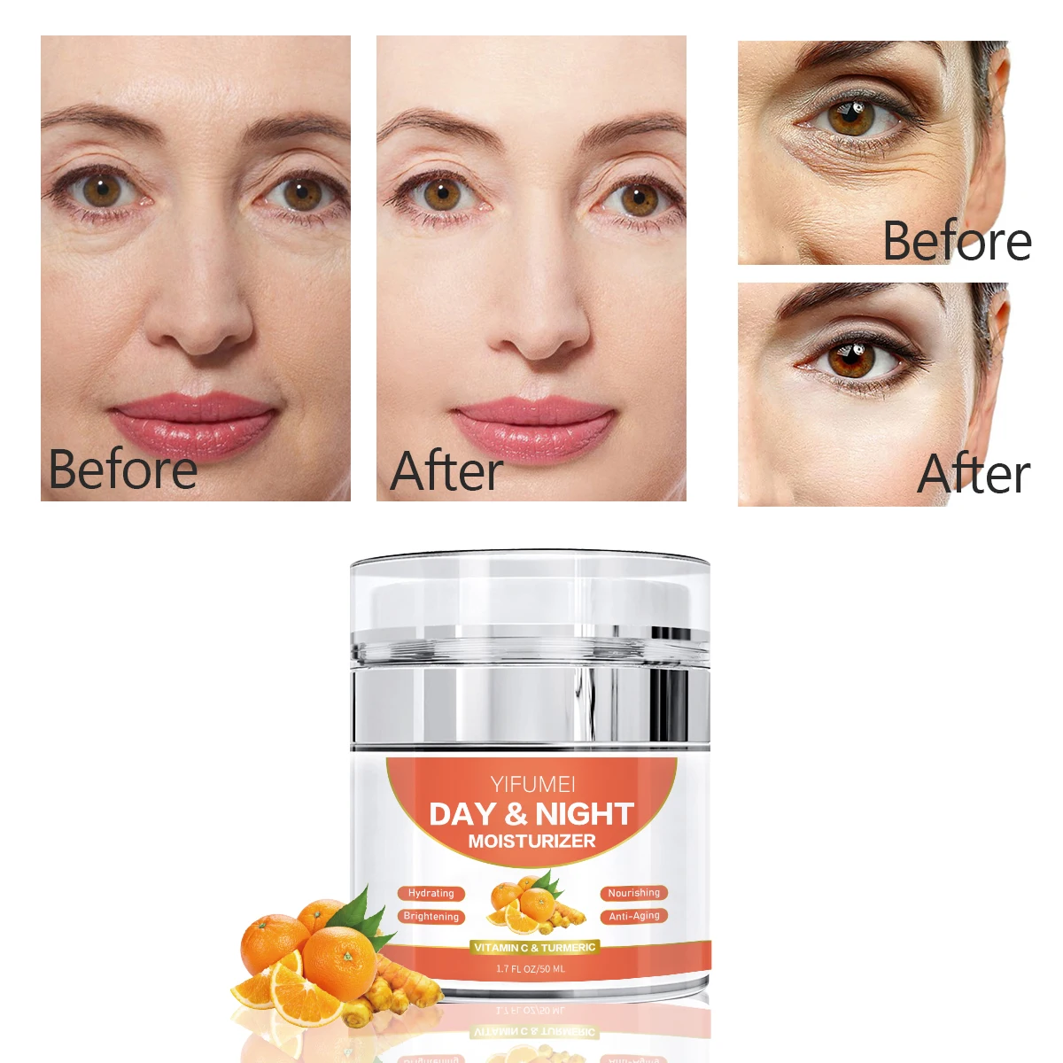 Фото Органический витамин С, куркума, дневной и ночной антивозрастной увлажняющий крем для удаления темных пятен, отбеливающий крем для лица с пептидами №3