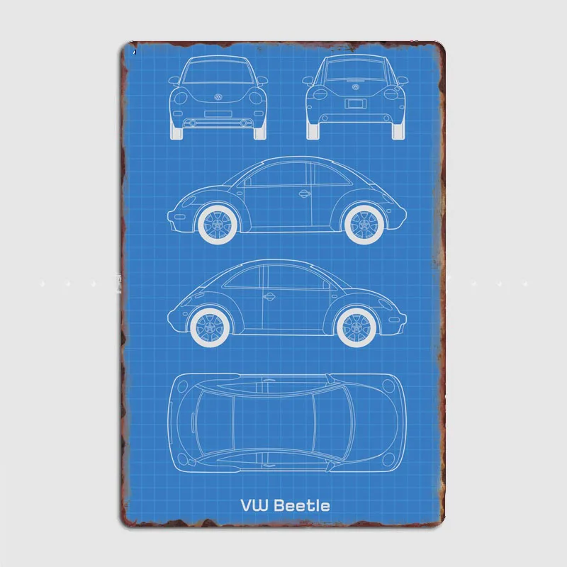 VW Beetle KNOWLEDGE Компактный Ретро Классический Автомобиль Металлический Плакат