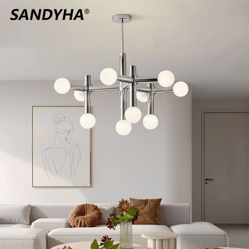 

SANDYHA Chandeliers Simple Magic Bean Molecular Design Pendant Light Wabi Sabi Style Led Lamp for Living Room Bedroom Home Decor