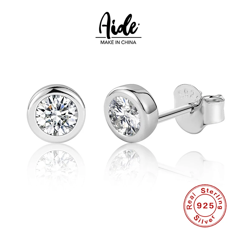 

Aide Engagement 0.3 CT Moissanite Stud Earrings 925 Silver Does Not Fade D Color Moissanite Jewelry Wild Earrings 4mm