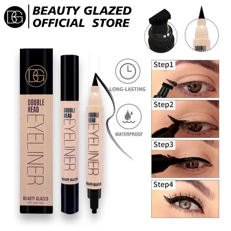

Double Head Eyeline Wing Stamp Eyeliner Pen Two-in-One Stamp Eyeliner Pen QuickDry Not Sizzling Makeup Eye Pencil Cosmetic Tools