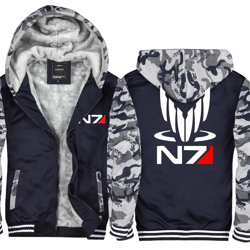 Mass Effect N7 Hoodies Fashion Jacket Winter Men Wool Liner Thick N7 Sweatshirts Coat