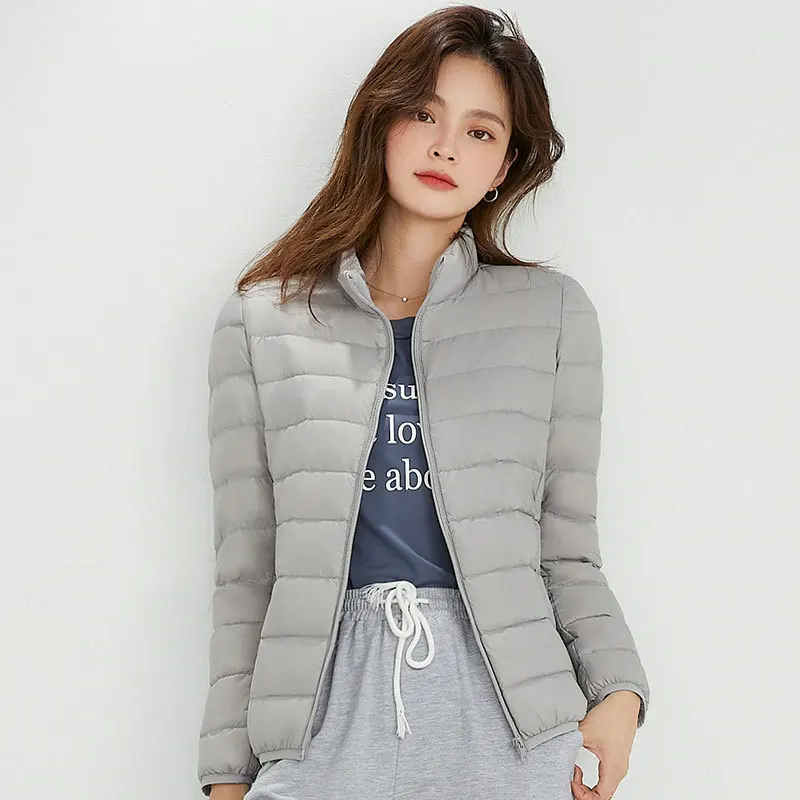 Autumn Winter Women Short Coats New Korean Fashion Tops Stand Collar Light 90% White Duck Down Jacket Female 2022 Casual Parkas