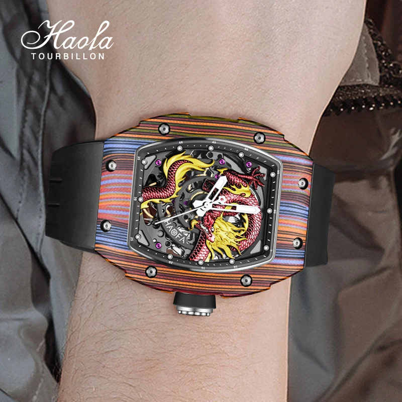 Haofa 3D Dragon автоматические часы для мужчин NTPT с сапфировым стеклом механические