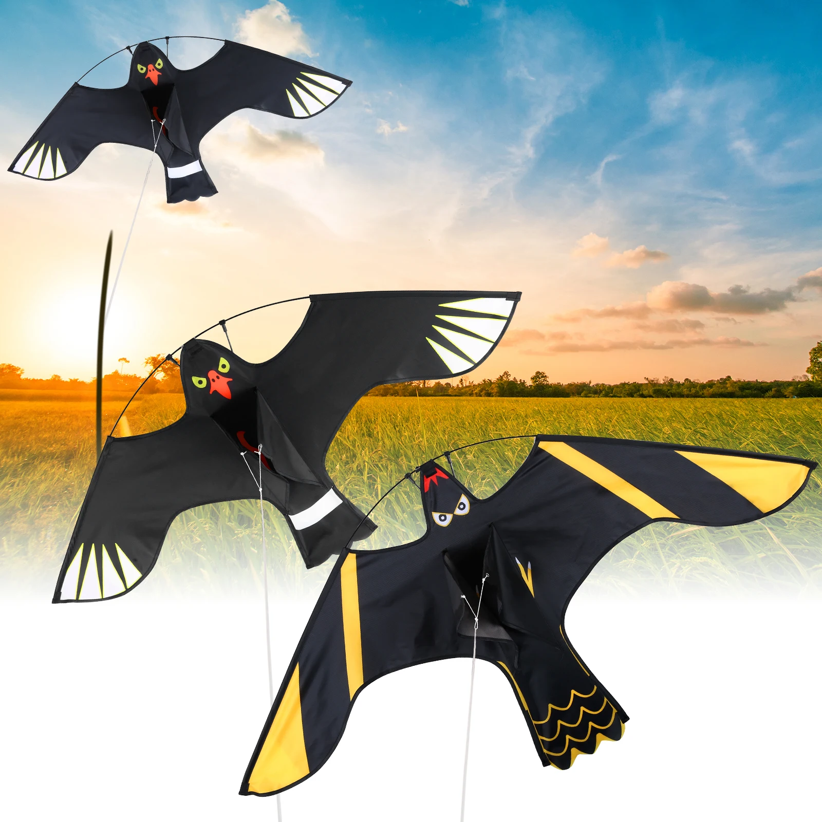 

Anti Bird Flying Hawk Kite Bird Repeller Large Eagle Kites Scarecrow Decoy for Farm Garden Pest Bird Repellent