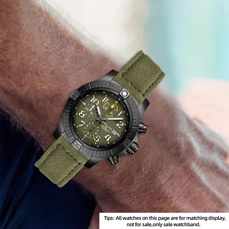 Фото Мужской Универсальный Холщовый ремешок для часов Panerai PAM335 441 111 1055 Breitling Avenger Premier, нейлоновый ремешок для наручных часов 20 22 24 мм, мягкий ремешок №4