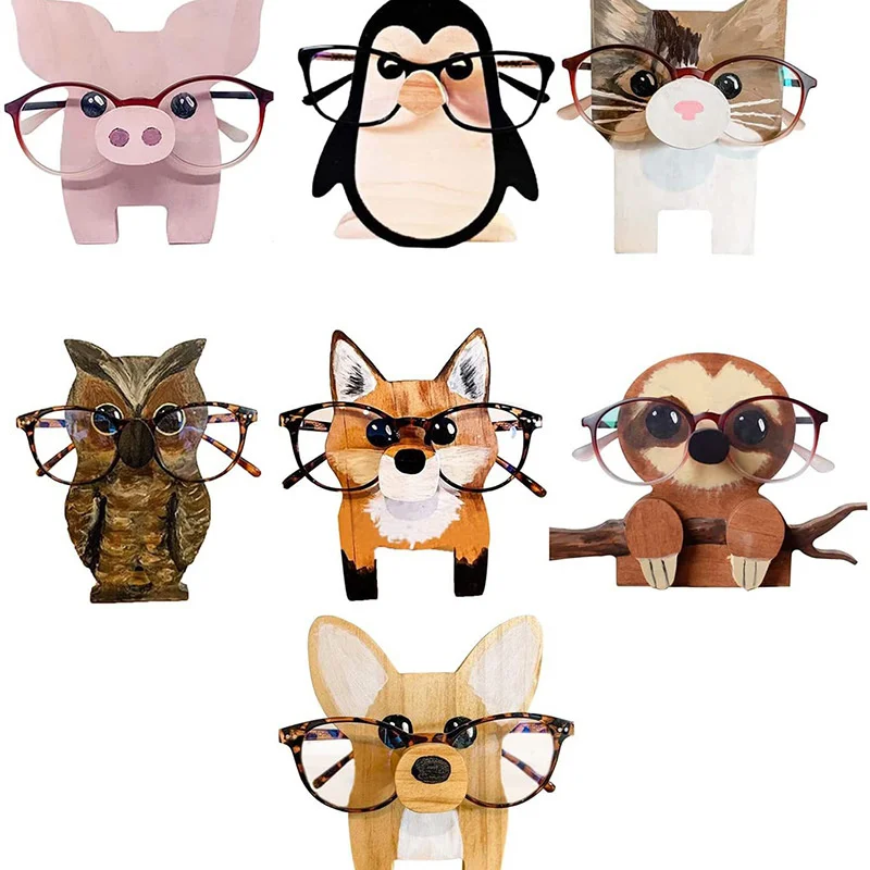 

1PCS Animal Glasses Rack Cute 3D Animal Wood Carvings Sunglass Display Rack Shelf Eyeglasses Show Stand Jewelry Holder Showcase