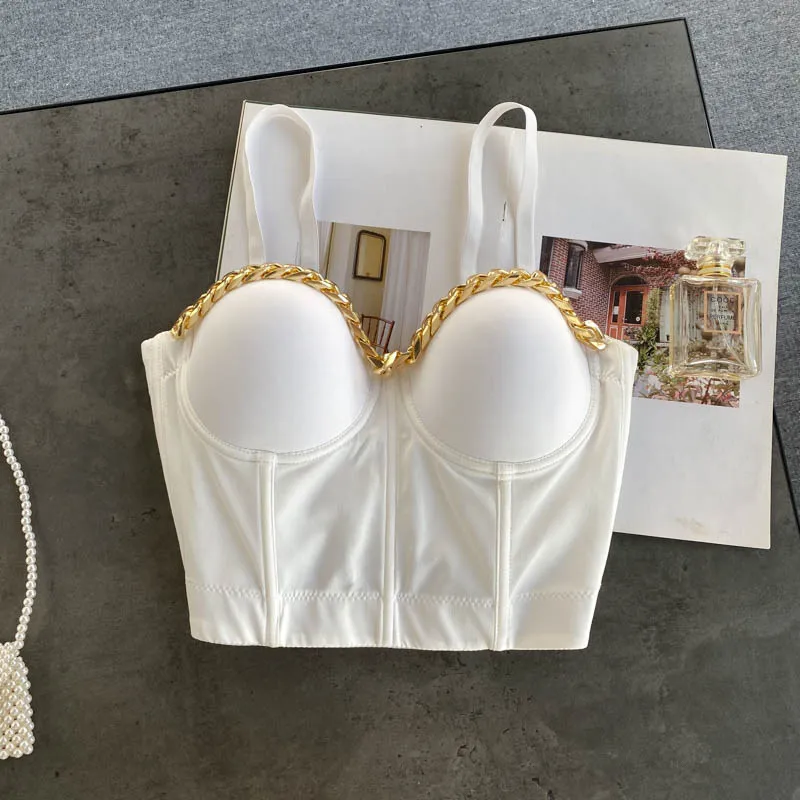 

Sexy Charming Gold Chains Women's Bustier Bra Night Club Party Cropped Top Vest