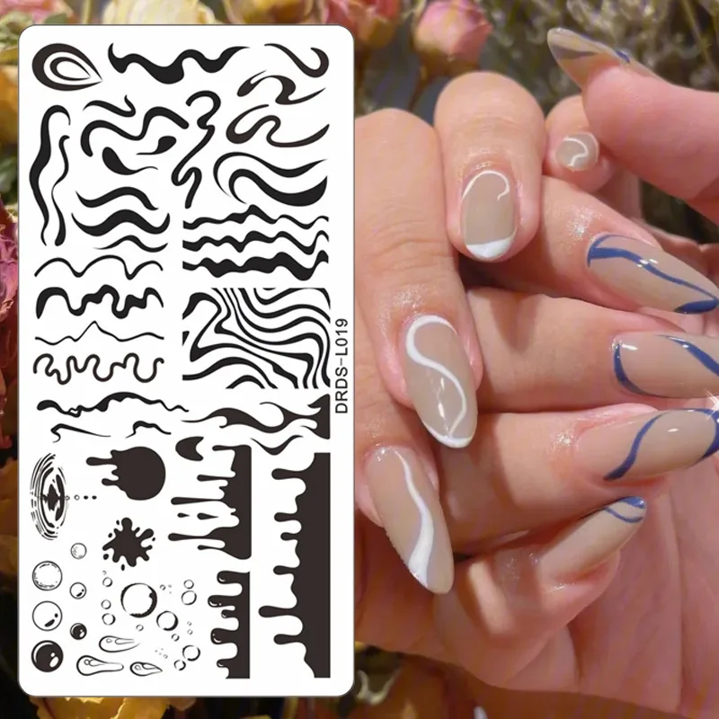 

1 шт. волнистая линия пластина для стемпинга ногтей бабочка Кот пузырь изображение пластина трафарет для ногтей Полировка шаблоны для печати инструменты для стемпинга