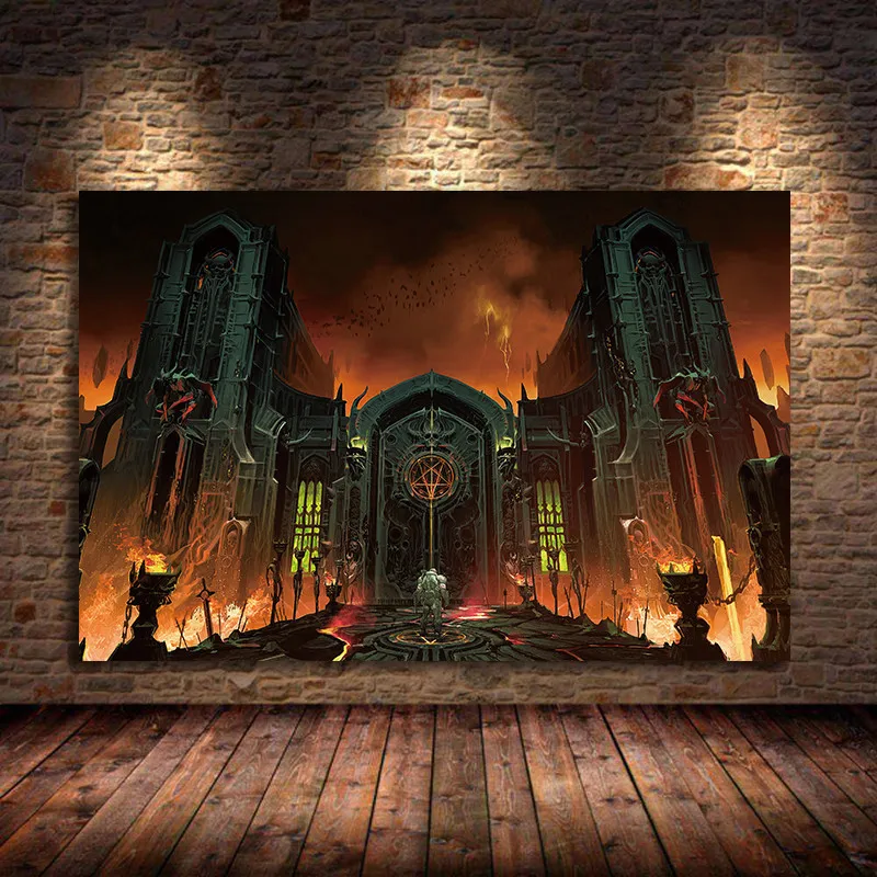 

DOOM вечная игра Печать Искусство Холст плакат для гостиной Декор домашняя Настенная картина