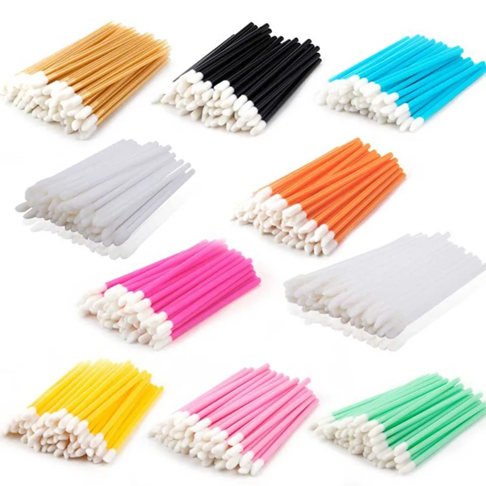 50PCS Disposable Lip Brushes Lipstick Wands Gloss Applicators Brush Clean Eyeliners Eyebrows Brush Makeup Tool