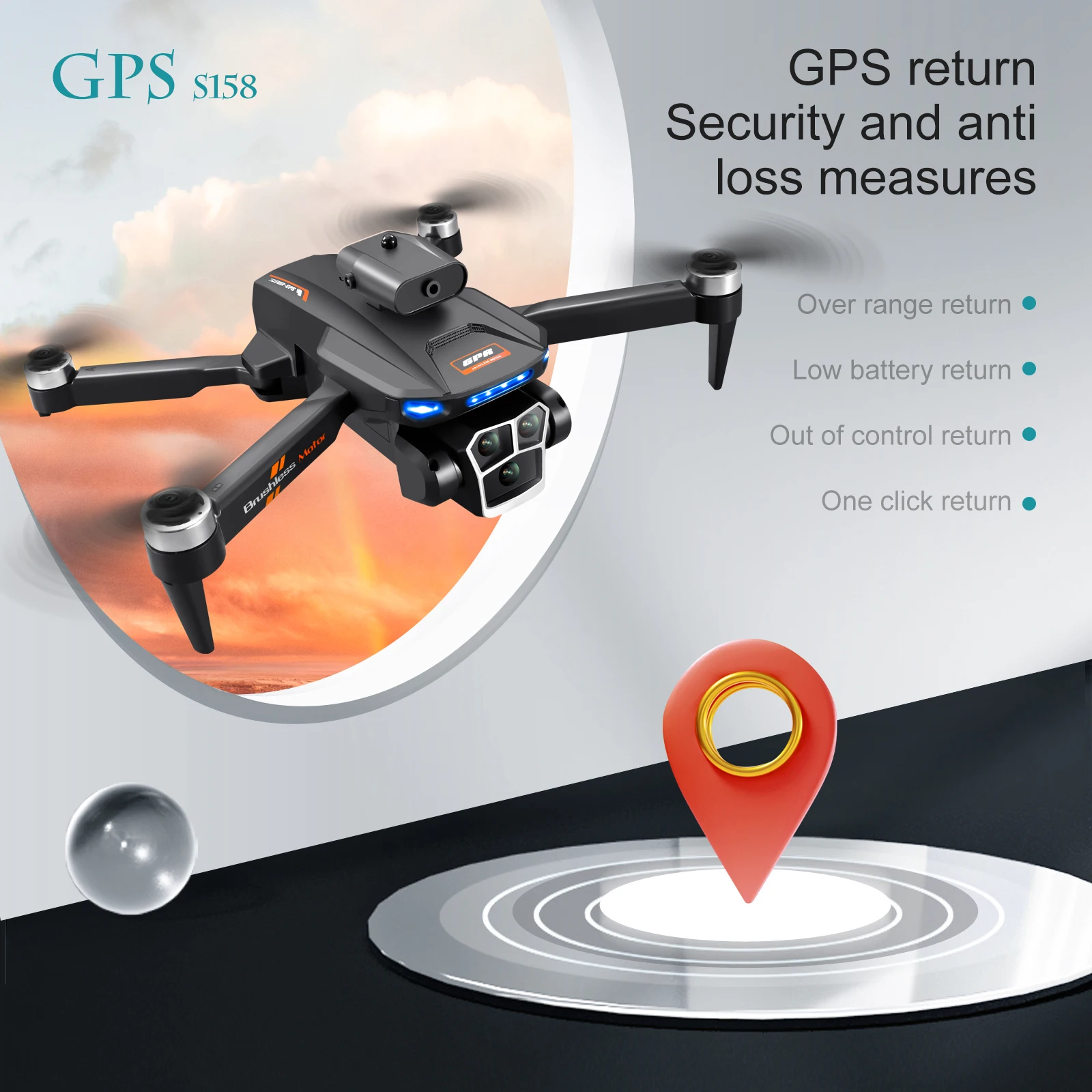 Фото 2025 S158 GPS Дрон Управление экраном Складная 8K HD камера 5G Бесщеточный GPS Дрон с оптическим позиционированием потока Квадрокоптер Игрушка №4